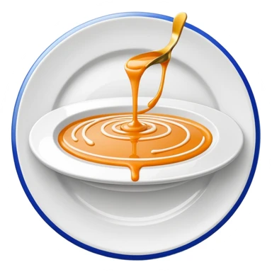 Minimal icon of a white plate with a thin, Michelin-style sauce drizzle forming a clear, distinct C shape in accent color #FF3D00. sticker