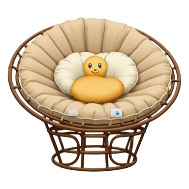 Light brown Papasan chair with cream cushion sticker