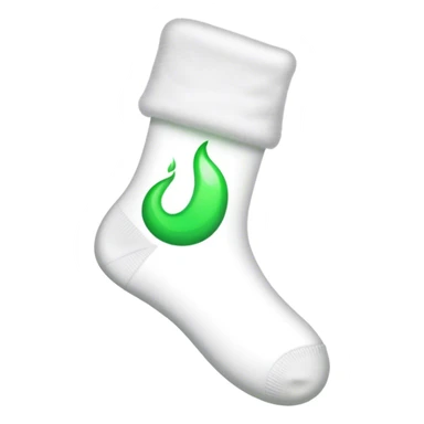 White sock with green fume out  sticker