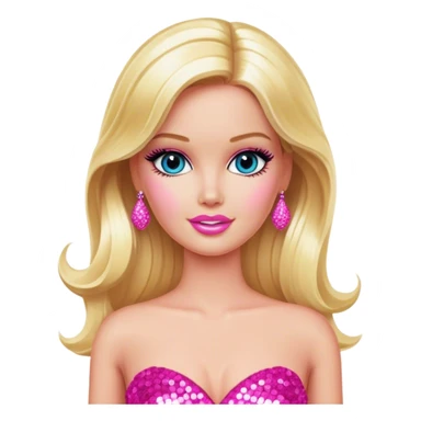 Glamorous blonde Barbie, hot pink sequin gown sticker