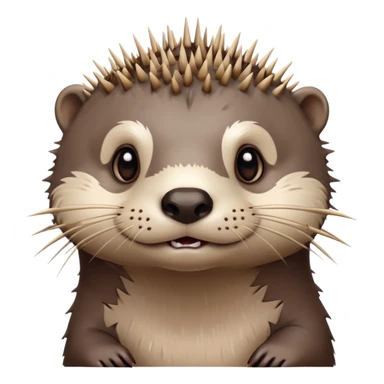 really cute confused otter face with wooden thorny bramble stem wrapped around its forehead, spiky asymmetric thorns, no leaves, only face and neck visible sticker