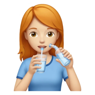 basic ginger woman drinking water sticker