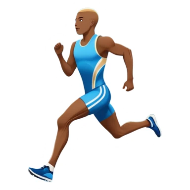 An icon showing a large stadium filled with cheering fans and bright lights In the background. The sky is clear and blue. a running track with lanes marked in white. A sprinter in mid-stride pushes forward, muscles tense.Transparent background emphasizes the speed and energy of running. sticker