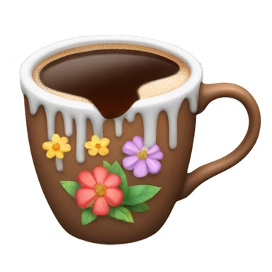 Hot coca cup with flowers  sticker