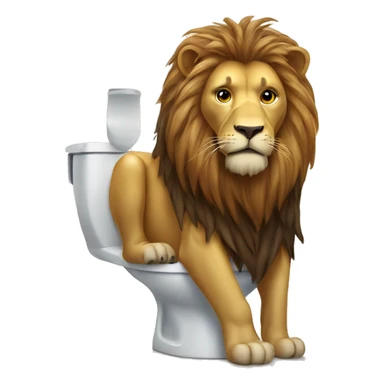 lion on toilet  sticker