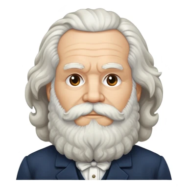Karl Marx with white bushy beard, thick wavy hair, head and shoulders partially turned, no glasses sticker