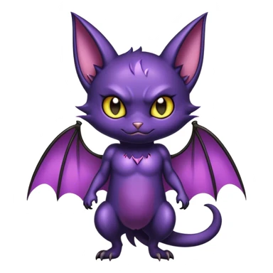 Shiny Dark Cute Cool Badass Noibat-Bat-Cat-fusion-hybrid full body sticker