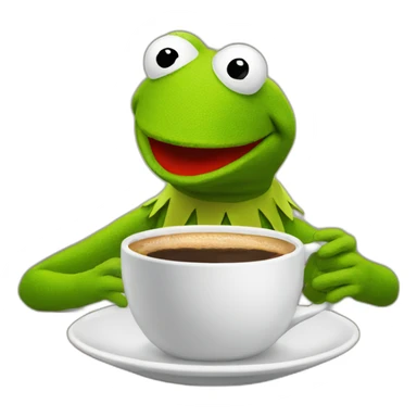 kermit drinking a cup of coffee sticker