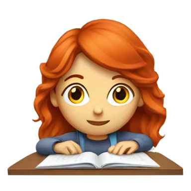 Red head doing homework  sticker