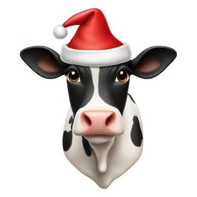 Dairy cow with Santa hat sticker
