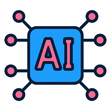 Modern logo for artificial intelligence tools, futuristic, digital, with a hint of blue, in the style of a color outline icon, using a pink and blue color scheme, with no background. sticker