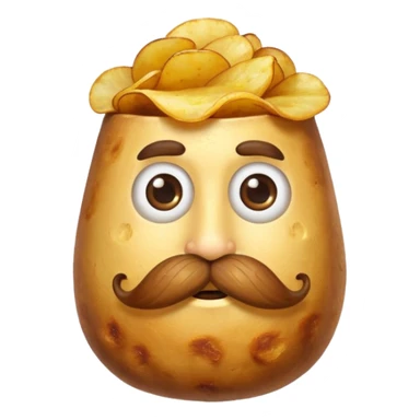 fried potato with mustache sticker