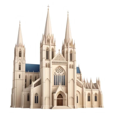 Cinematic Realistic Zagreb Cathedral Landmark Emoji, depicted with Gothic architecture rendered with lifelike detail and majestic, soft lighting. sticker