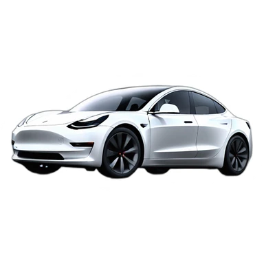 one Black colored Tesla Model 3 in high speed motion side view with reflection on floor sticker