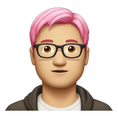 pinkhair-fat-japanese-man-redspectacle sticker