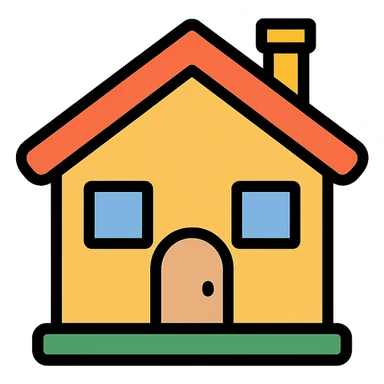 classic house, color icon style, pitched roof, inviting appearance sticker