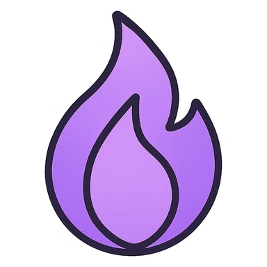 simple purple gradient flame, soft edges, modern icon sticker