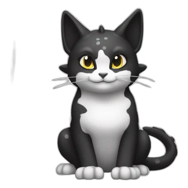Sitting-Black-and-White-cat-dragon-type-pokemon sticker