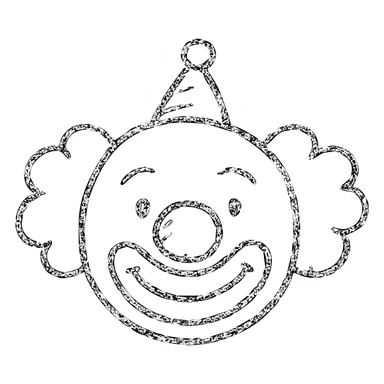 hand-drawn outlined clown face icon sticker