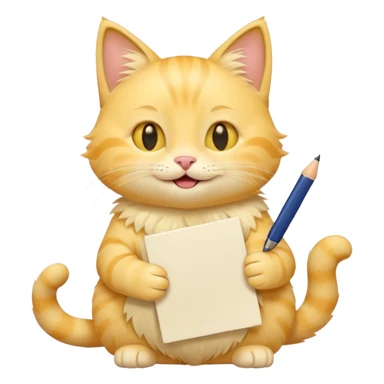 cute yellow smiling cat with full body with note and pen and no clothes sticker