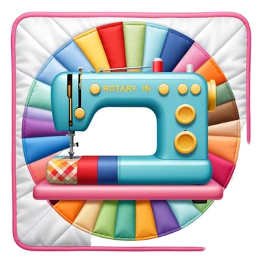 Patchwork and quilting icon, colorful fabric patches sewn together in a quilt pattern, sewing needle and thread, quilting tools like rotary cutter or quilting hoop, minimalistic style, clean lines, transparent background. sticker