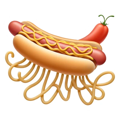 pink hot dog flying spaghetti  sticker