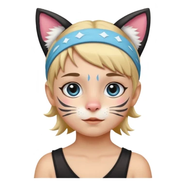 little kid with face paint and cat ear headband sticker