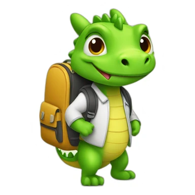 little dragon with school bag sticker