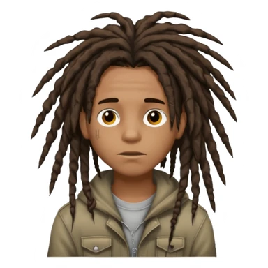 Young, Brown skin Boy, messy freeformed dreadlocks with middle part, emo sticker