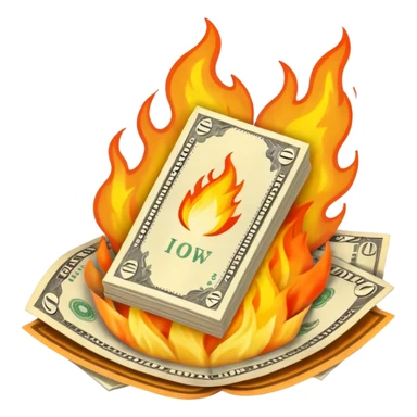 burning one money sticker