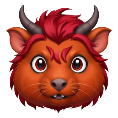 all red guinea pig demon with black horns sticker