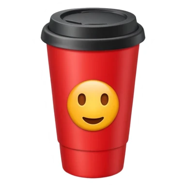 red plastic coffe with with lid  sticker