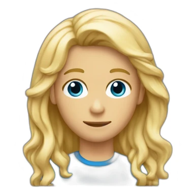 Un garçon au cheveux long, ondulé et blond avec des yeux bleus sticker