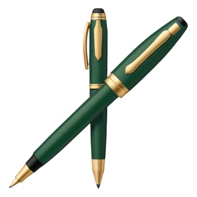 minimalist dark green Parker pen with light beige accents, Apple emoji style, no text sticker