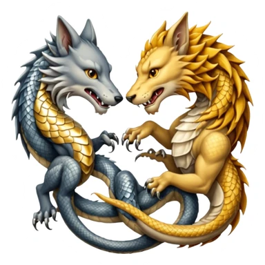 A wolf, a lion, a dragon, all eating each other's tail ouroboro sticker