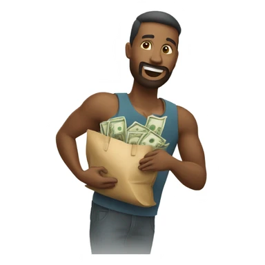 Un ladron robando con una bolsa de dinero en la mano sticker