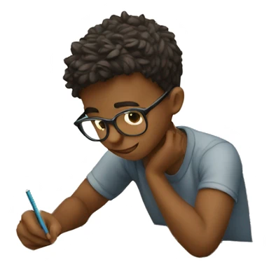 Boy studying sticker