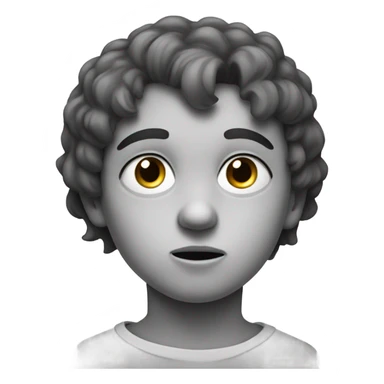 monochrome portrait of a boy with tear running down his left eye sticker