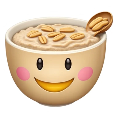 Porridge bowl with smiley and peanut butter sticker