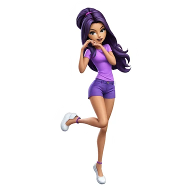 smiling girl in purple outfit sticker