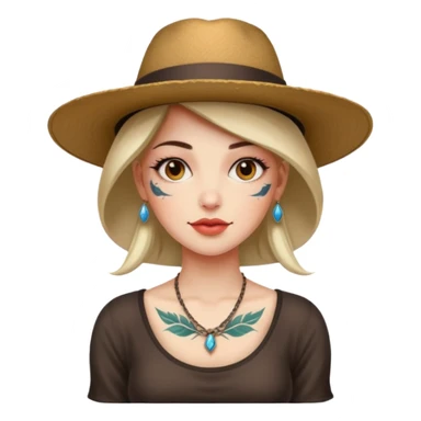 Woman with sleeve tattoos and wide-brim hat sticker