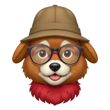 dog with red hair and glassess and hat sticker