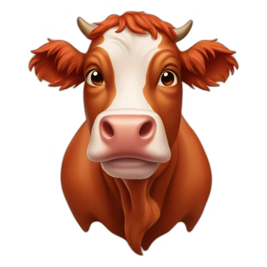 the big red head of a big red cow sticker