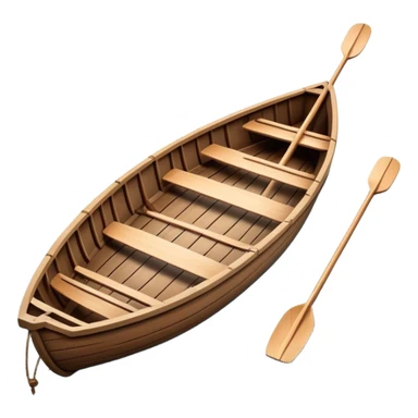 small wooden rowboat with oars floating on calm water sticker