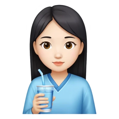 Chinese girl holding a water cup sticker