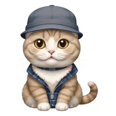 Rengi gri beyaz olan Cinsi scottish fold olan rapci kedi sticker