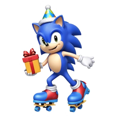 Sonic the Hedgehog rollerskating at a birthday party  sticker