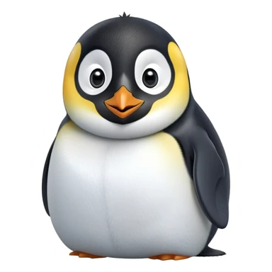 cinematic-cute-emperor-penguin-portrait-emoji,-head-tilted-playfully-and-inquisitively,-with-glossy,-pristine-plumage-accented-by-a-bright-beak-and-round,-sparkling-eyes-filled-with-curiosity,-simplified-yet-irresistibly-adorable-features zoomed into the face sticker