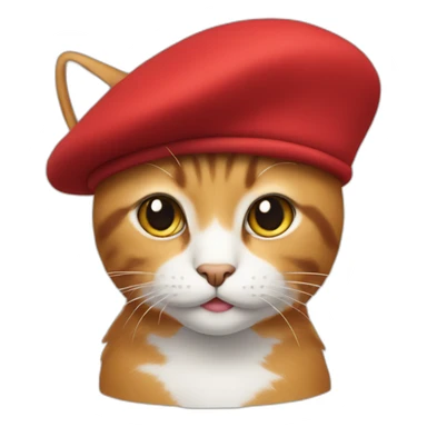 A cat wearing a red beret sticker