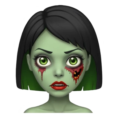 Uma zumbi de pele verde cabelo chanel preto sticker